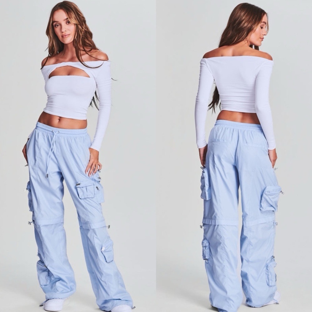 SER.O.YA Alba Ruched Cargo Blue Pants Trousers